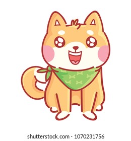 Shiba Inu: cute happy, adorable, admire, smiling, laugh emotions. Set of dog characters in vector hand drawn style, cartoon illustrations. As logo, mascot, sticker, emoji, emoticon