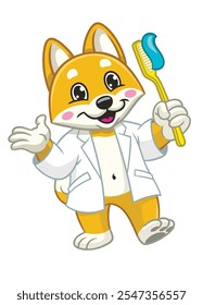 Shiba Inu Dentist Mascot Character