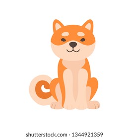 Shiba Inu Dog, Adorable Japan Pet Animal Cartoon Character Vector Illustration