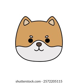 Shiba Inu  dog cartoon face On white background