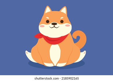 Shiba inu dog in cartoon vector illustration.