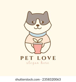 shiba inu dog cute cartoon animal canine adorable mammal logo design vector graphic icon illustration