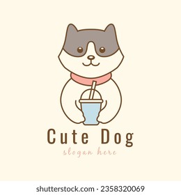 shiba inu dog cute cartoon animal canine adorable mammal logo design vector graphic icon illustration