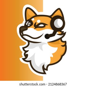 Shiba inu dog cute mascot logo