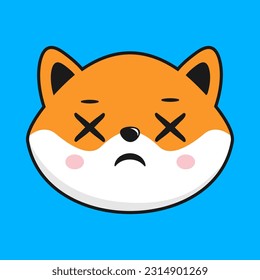 Shiba Inu Dog Dizzy X Eye Face Head Kawaii Sticker