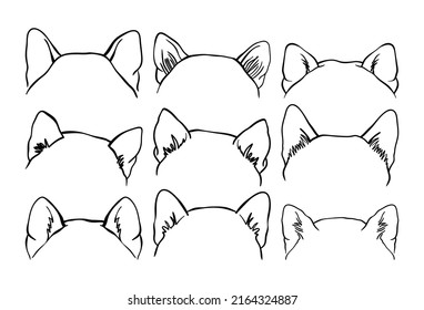 Shiba Inu Dog Ears Outline Illustration Stock Vector (Royalty Free ...