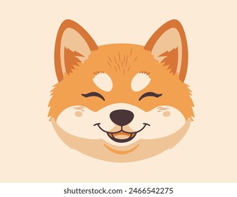 cara de perro shiba inu. diseño liso