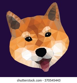 Shiba inu dog face polygon, Vector