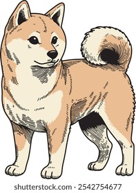 Shiba inu dog hand drawn design art which can be used for your stuff
