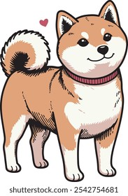 Shiba inu dog hand drawn design art which can be used for your stuff
