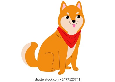 Shiba Inu Hund einzeln auf weißem Hintergrund. Japanische Hunde brüten. Happy Hund Illustration. Einfaches, flaches Vektordesign für den Druck.