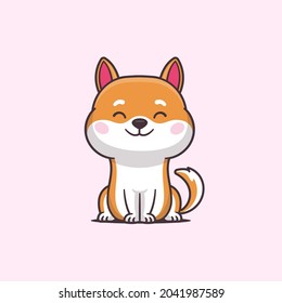 Shiba inu dog kawaii cartoon vector illustration