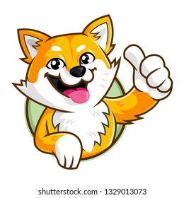 Shiba Inu dog mascot character, smiling dog cartoon logo template