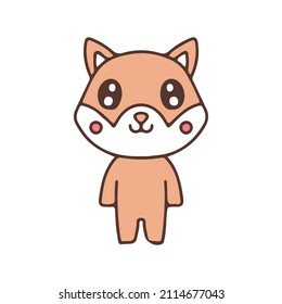 Shiba inu dog mascot character. Illustration for sticker and t shirt.