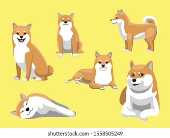 Shiba Inu Dog Poses Cute Cartoon Vector