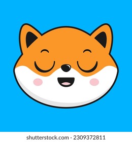 Shiba Inu Dog Relieved Face Head Kawaii Sticker