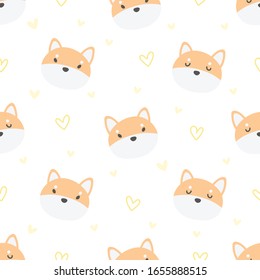 Shiba inu dog seamless background repeating pattern, wallpaper background, cute seamless pattern background