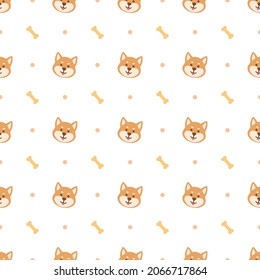 shiba inu dog seamless pattern background