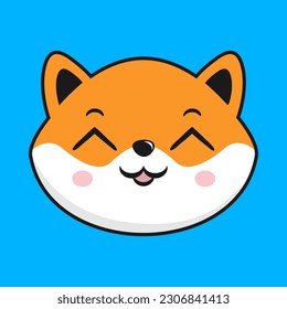 Shiba Inu Dog Shy Face Head Kawaii Sticker