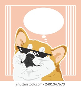 Shiba Inu dog, sign can be filled with letters according to your thoughts.
