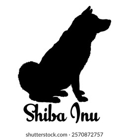 Shiba Inu dog silhouette, dog breeds, logo, vector, silhouette,  animal, illustration, icon, sign, design, black, symbol, pet, love
