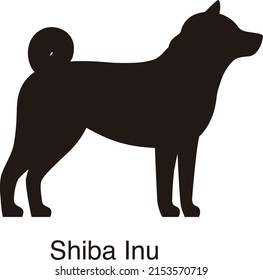 Shiba Inu dog silhouette, side view, vector illustration