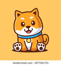 Shiba Inu Dog Sit Cartoon Character