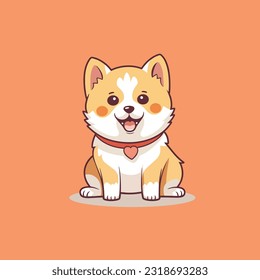 Shiba Inu Dog Sitting Shocked Cute Creative Kawaii Cartoon Mascot Logo