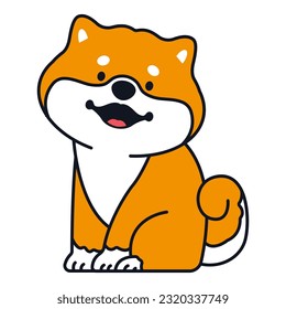 Shiba inu dog sitting vector illustration isolated on a white background.