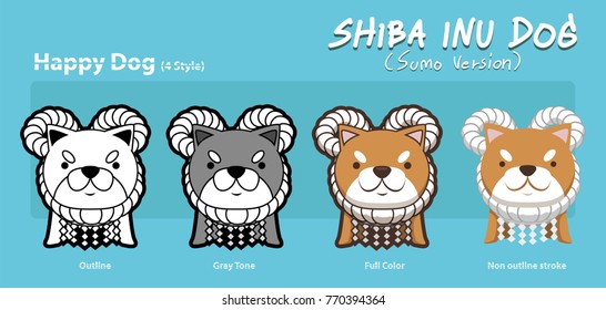 Shiba Inu Dog, Sumo version.
4 vector style.