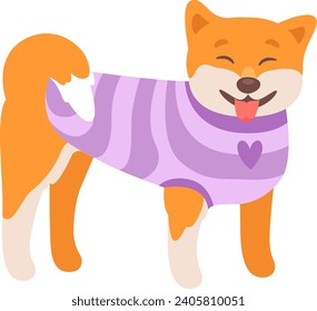 Shiba Inu Dog In Sweater Vector Illustration