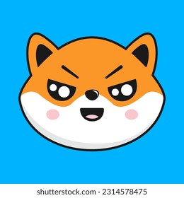 Shiba Inu Dog Unamused Face Head Kawaii Sticker