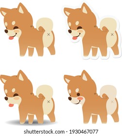 Shiba Inu Dog Vector, Cute puppy animal, Cute pet illustration