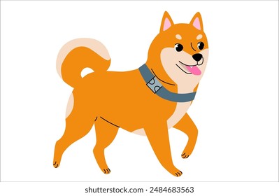 In: Shiba Inu Dog Vektorillustrationen. Set von Shiba Inu Hunde in verschiedenen Posen. Süße Hunde, die sitzen, spielen, schlafen und essen. Japanische Hunderasse.