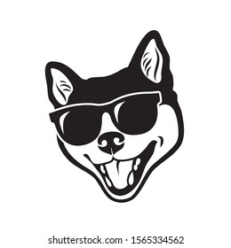 Shiba Inu dog wearing sunglasses - isolated vector illustration