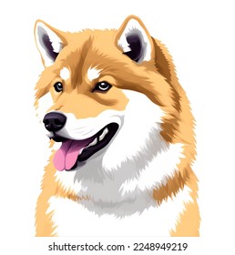 ilustración de acuarela de pintura digital dibujada por shiba inu