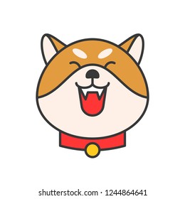 shiba inu emoticon, filled outline design vector illustration