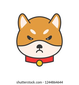 shiba inu emoticon, filled outline design vector illustration
