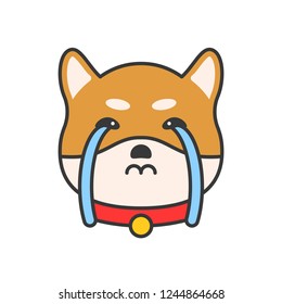 shiba inu emoticon, filled outline design vector illustration