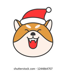 shiba inu emoticon, filled outline design vector illustration