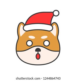 shiba inu emoticon, filled outline design vector illustration