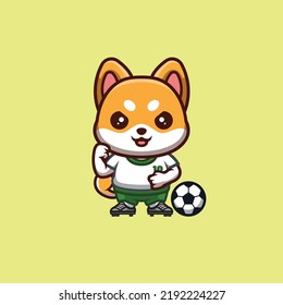 Shiba Inu Football Cute Creative Kawaii Cartoon Mascot Logo