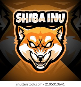 Shiba inu head esport mascot logo design