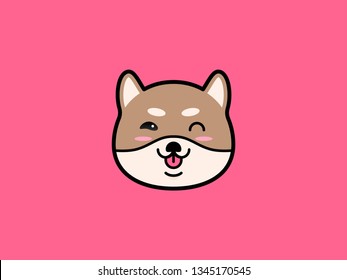 Shiba Inu head vector illustration on pink background