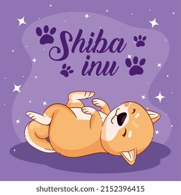 shiba inu lettering with paws