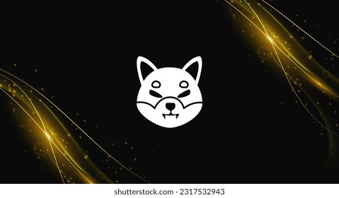 shiba inu logo with crypto currency themed black and yellow background design. Cryptocurrency concept Blockchain technology.