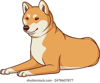 Shiba inu acostado en la Ilustración vectorial