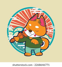 shiba inu is mean japanese dog cartoon vector illustration
