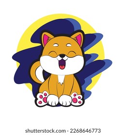 shiba inu is mean japanese dog cartoon vector illustration