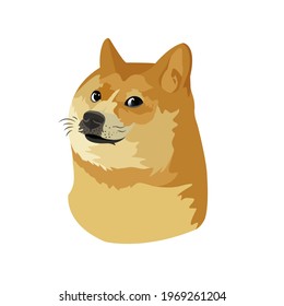 Shiba Inu meme dog, original vector illustration, Facebook meme dog cartoon